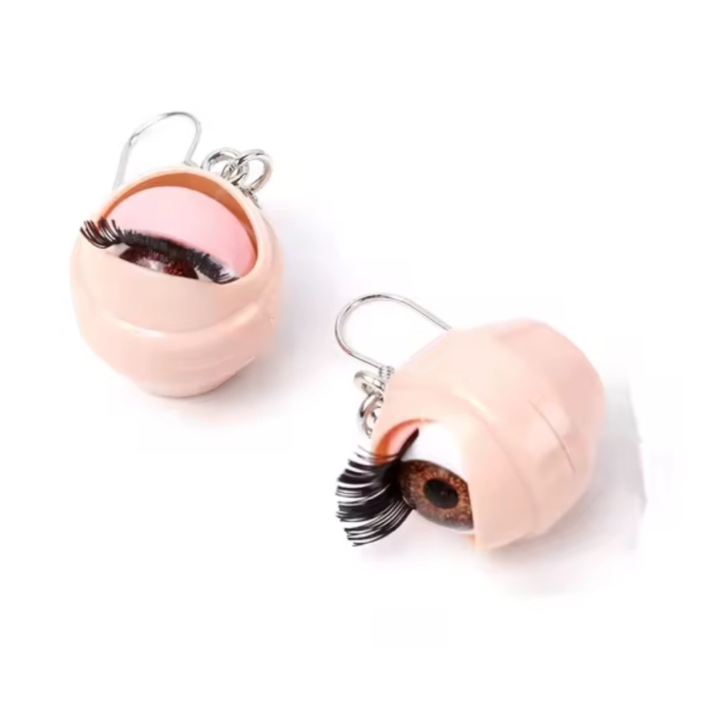 Creepy Cute Baby Doll Eyeball Eyes Eyelash Earrings - Picture 6 of 6